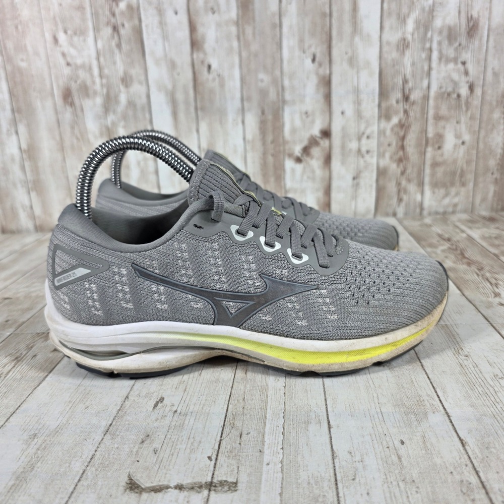 Mizuno Wave Rider 25 Gray Yellow‎ Running Shoes Womens 7.5 J1GD217593